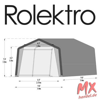 Rolektro-Z. Garage XXL-Motorrad, PE 200g/m², Weiß, L:3m B:3m H:2,4m