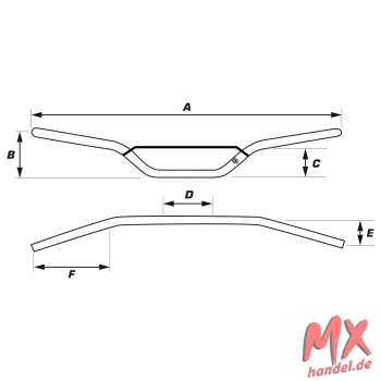 Aluminiumlenker MX 22,2 mm schwarz / L: 796 mm