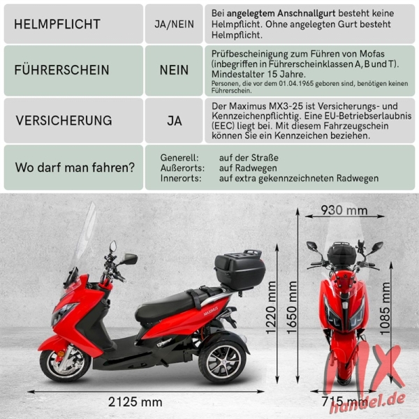 Rolektro Maximus MX3-25, 2x Lithium, 25 km/h